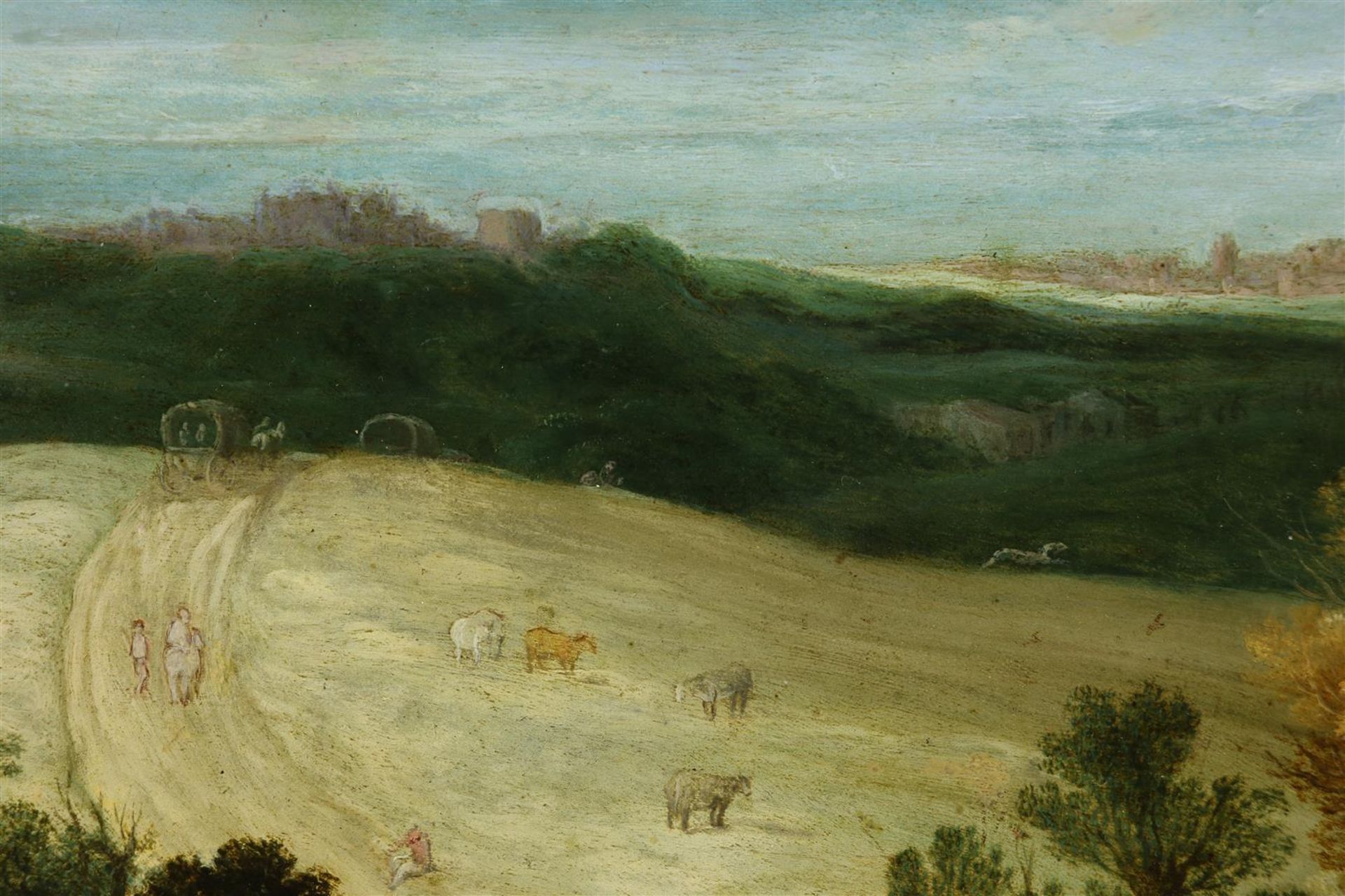 Atelier Paul Bril (1554-1626) Atelier Paul Bril (ca.1620) "Landscape with herds, travelers and - Image 4 of 7