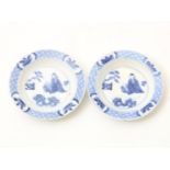 Set of blue porcelain saucers, China Kangxi