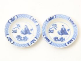 Set of blue porcelain saucers, China Kangxi