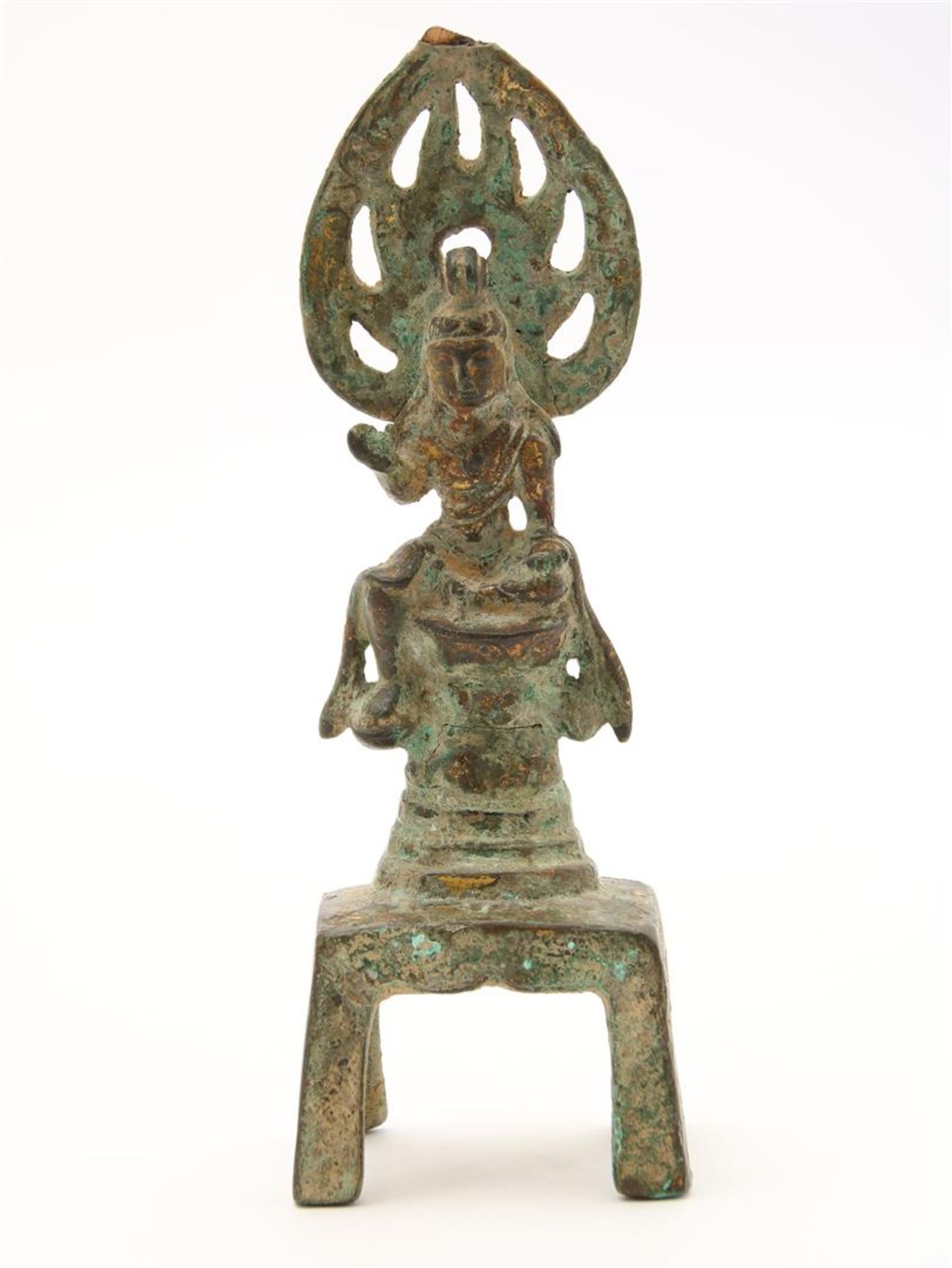 Bronze sculpture of a seated figure on a throne, China 20th century, after an antique example,