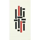 Joost Baljeu (1925-1991) 'Light space' composition in black/red, signed lower right, dated 1959/87