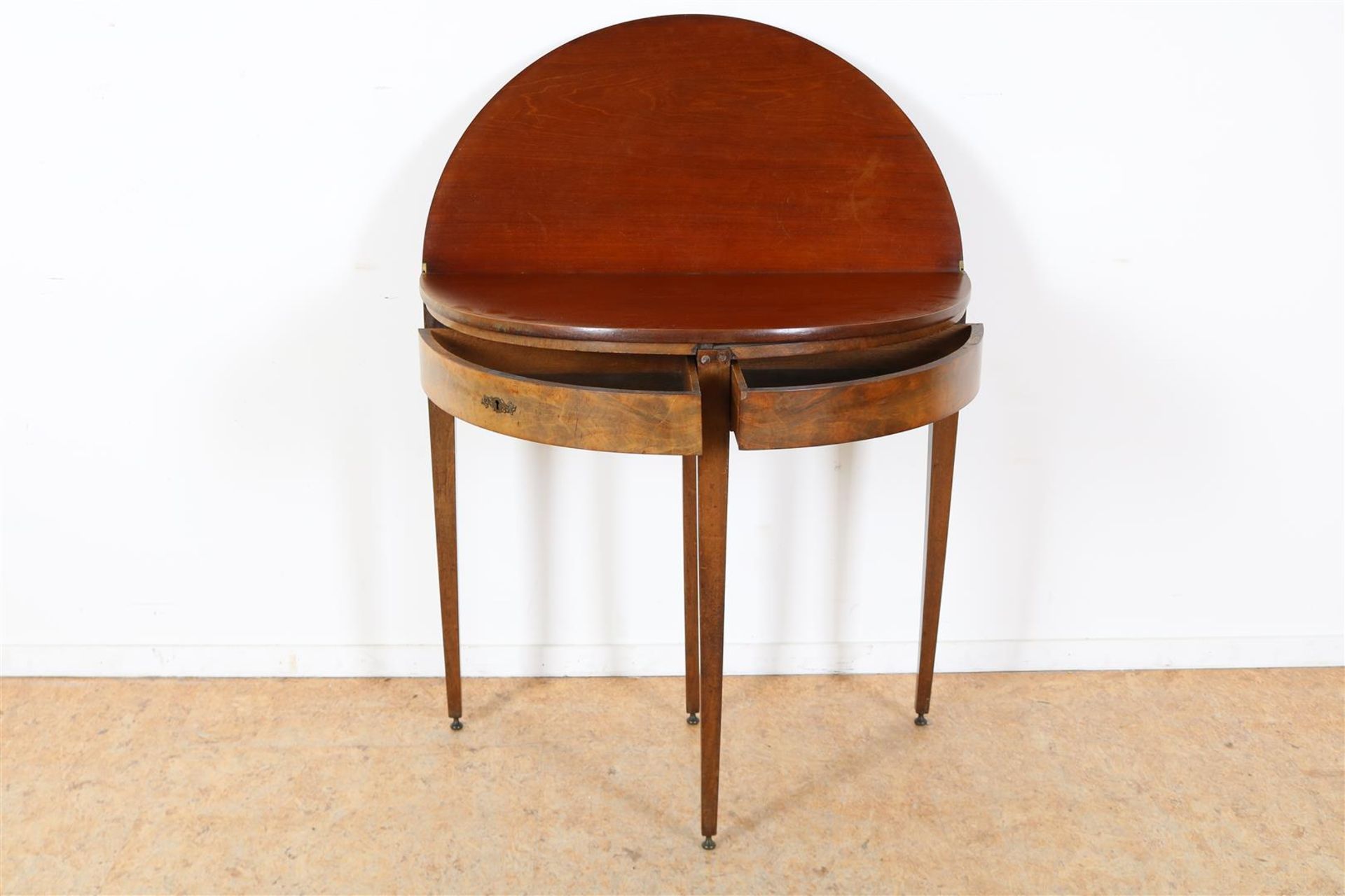 Mahogany Louis XVI style console table with 2 drawers on tapered legs, 19th century, 78 x 82 x 42 - Image 2 of 5