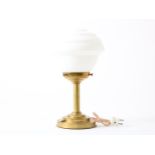 Art Deco table lamp on copper base and opaline shade, height 37 cm.