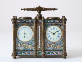 Compendium carriage clock, double, France ca. 1880