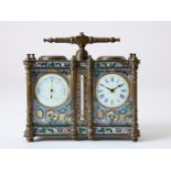 Compendium carriage clock, double, France ca. 1880 