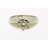 White gold retro solitaire ring, set with brilliant cut, approximately 1.00 ct. (measured set),