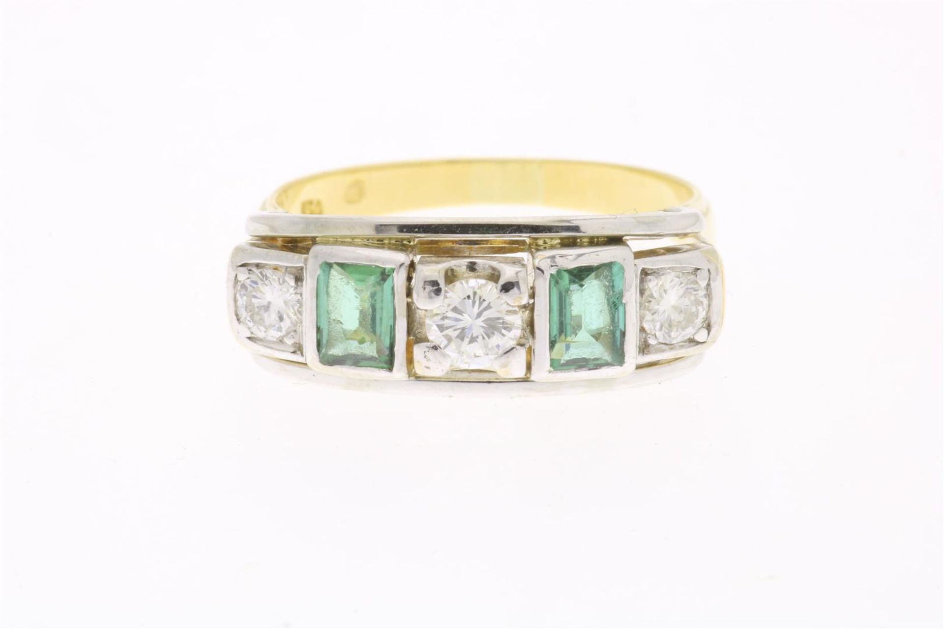 Bicolor gold ring with diamonds, brilliant cut