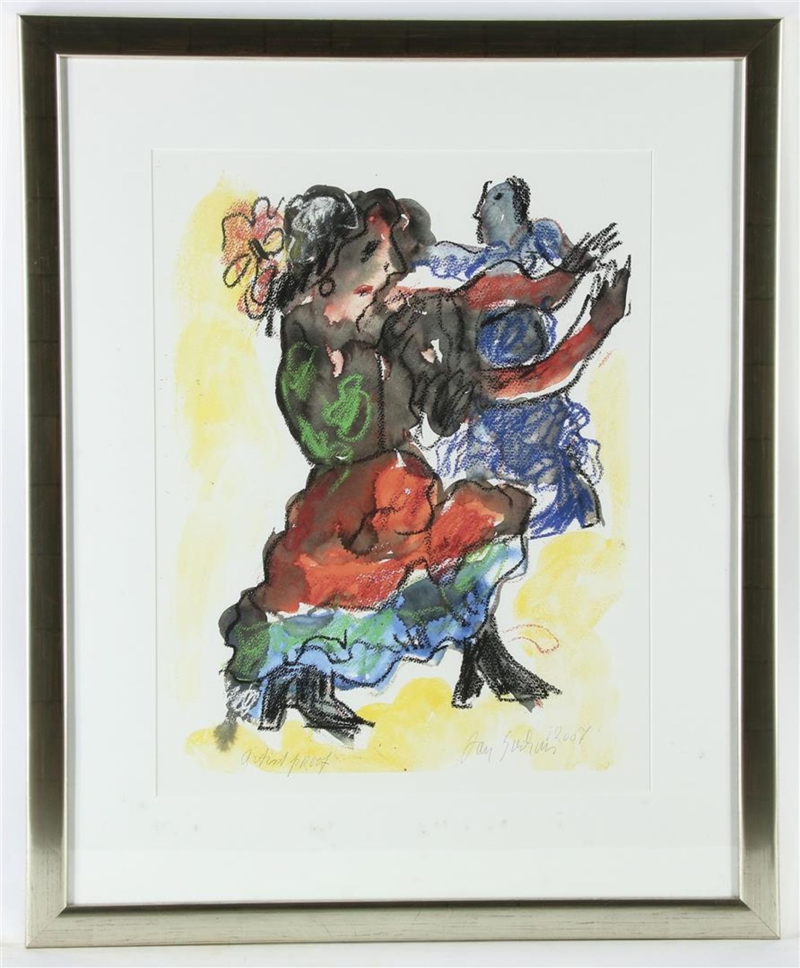 Jan Sierhuis (1928-2023) Composition with dancing figures, signed lower right and dated 2007, - Image 2 of 4