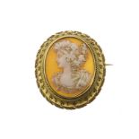 Cameo mounted in gold filigree decorated oval frame, with image of Vertumnus (goddess of autumn)