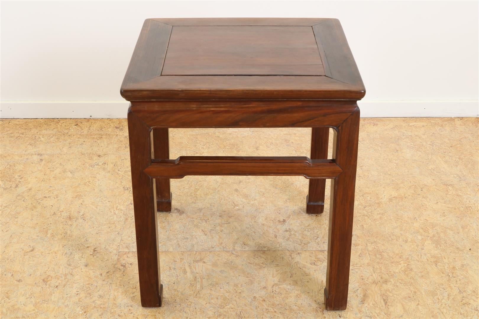 Rosewood Hongmu plant table on block legs connected by rails, China, late 19th century, 50 x 45 x 45