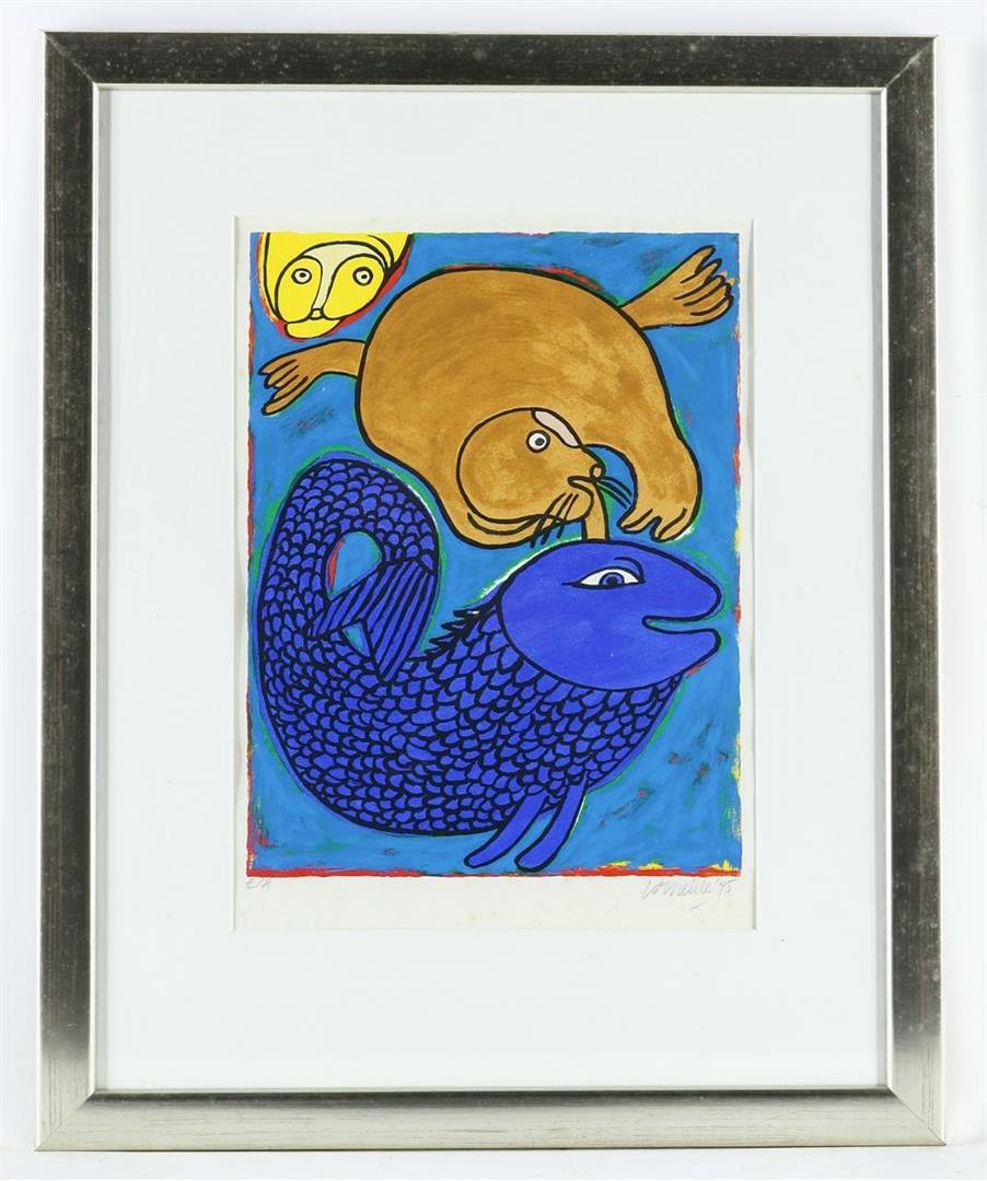 Corneille (Cornelis Guillaume van Beverloo) (1922-2010) Composition with fish, signed lower right - Image 2 of 4