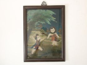 Painting with decor of 2 Chinese children