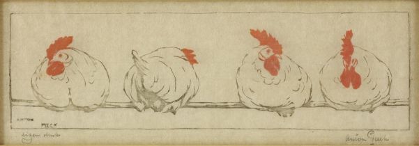 Anton Pieck, chickens on a roost