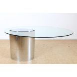 Glass design table model 'Lunario' on metal leg