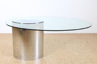 Glass design table model 'Lunario' on metal leg