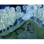 Hans Butzelaar (1945-) Blossom trees around the village green, signed lower right. Oil on panel,