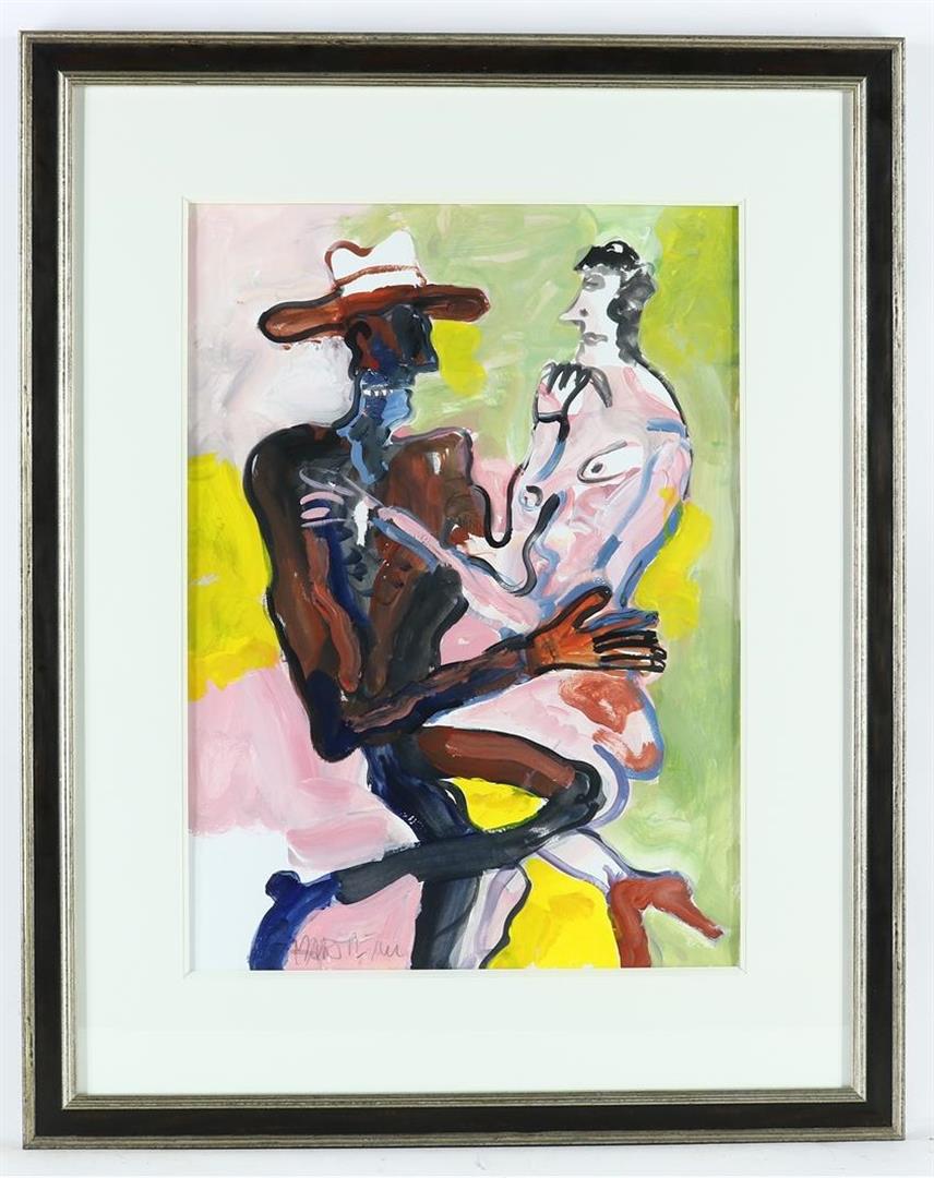 Anton Martineau (1926-2017) Tango dancers, signed lower left, gouache 70 x 50 cm. Including book - Image 2 of 6