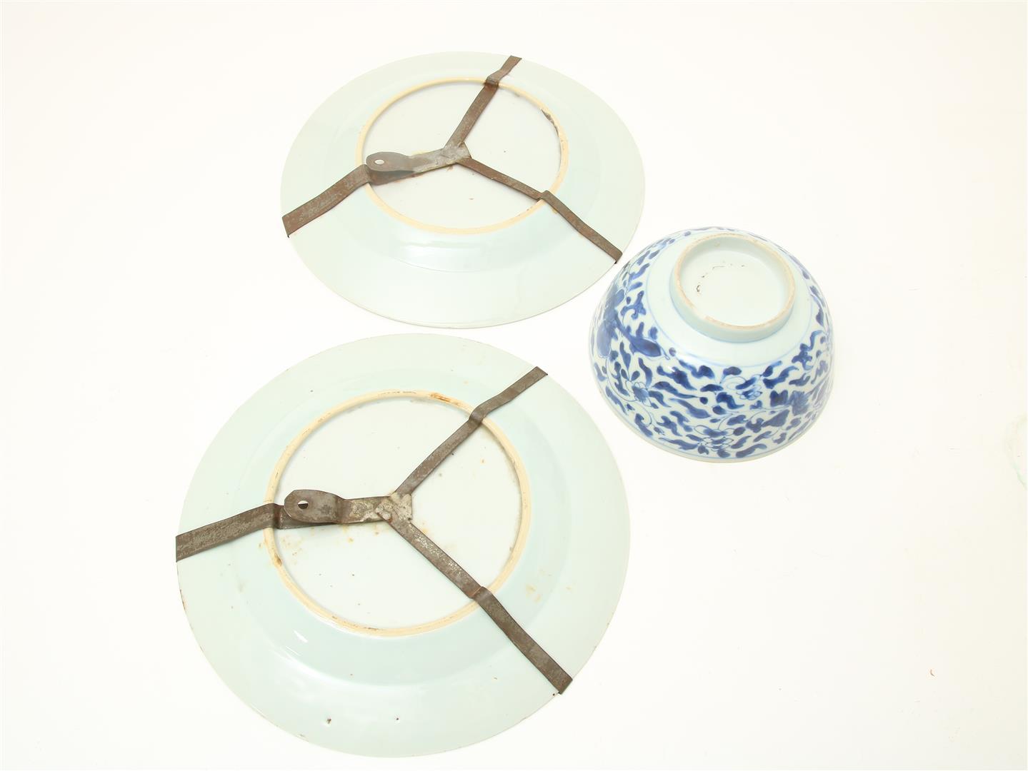 Set porcelain plates, decorated in blue with flowering shrubs, China 18th centur - Bild 4 aus 8