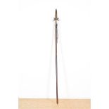 Iron halberd, so-called Partisan on a long wooden stick, length 185 cm.