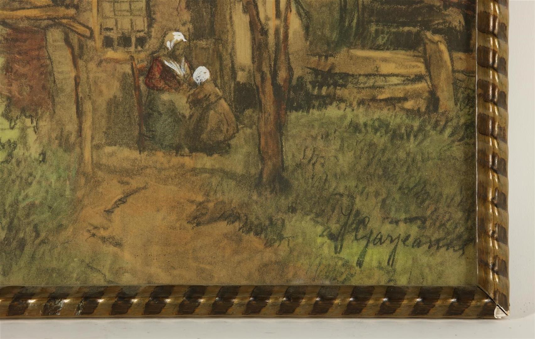 Johannes Josephus Garjeanne (1860-1930) Farmer's wife with child at farm, signed bottom right, mixed - Image 4 of 4