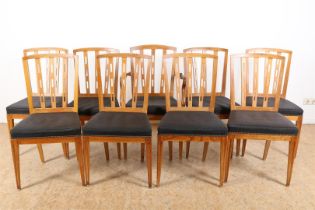 Series of 9 oak chairs