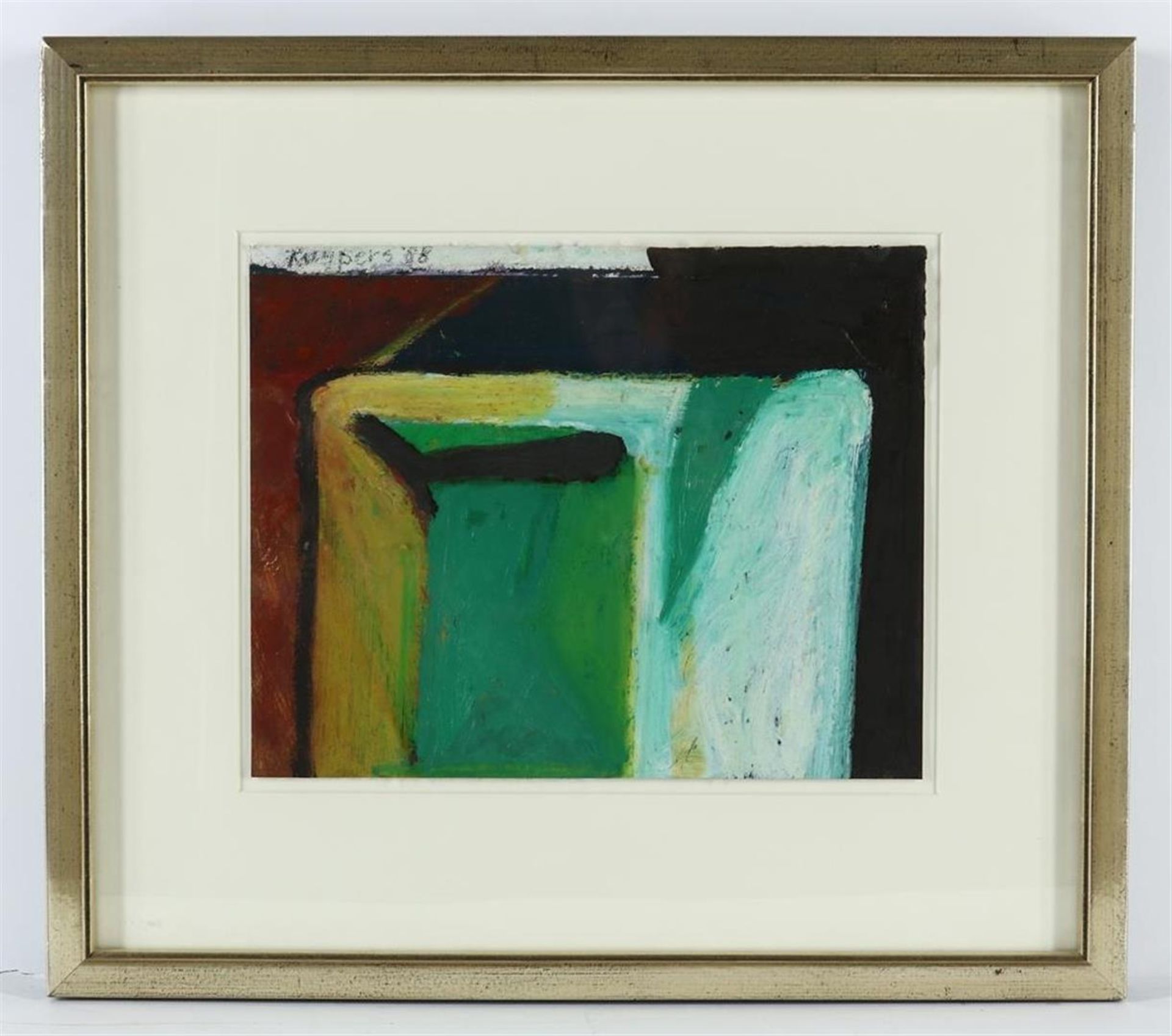 Modern composition, signed Kuypers top left and dated '88, oil on paper and canvas, 30 x 38 cm. - Image 2 of 4