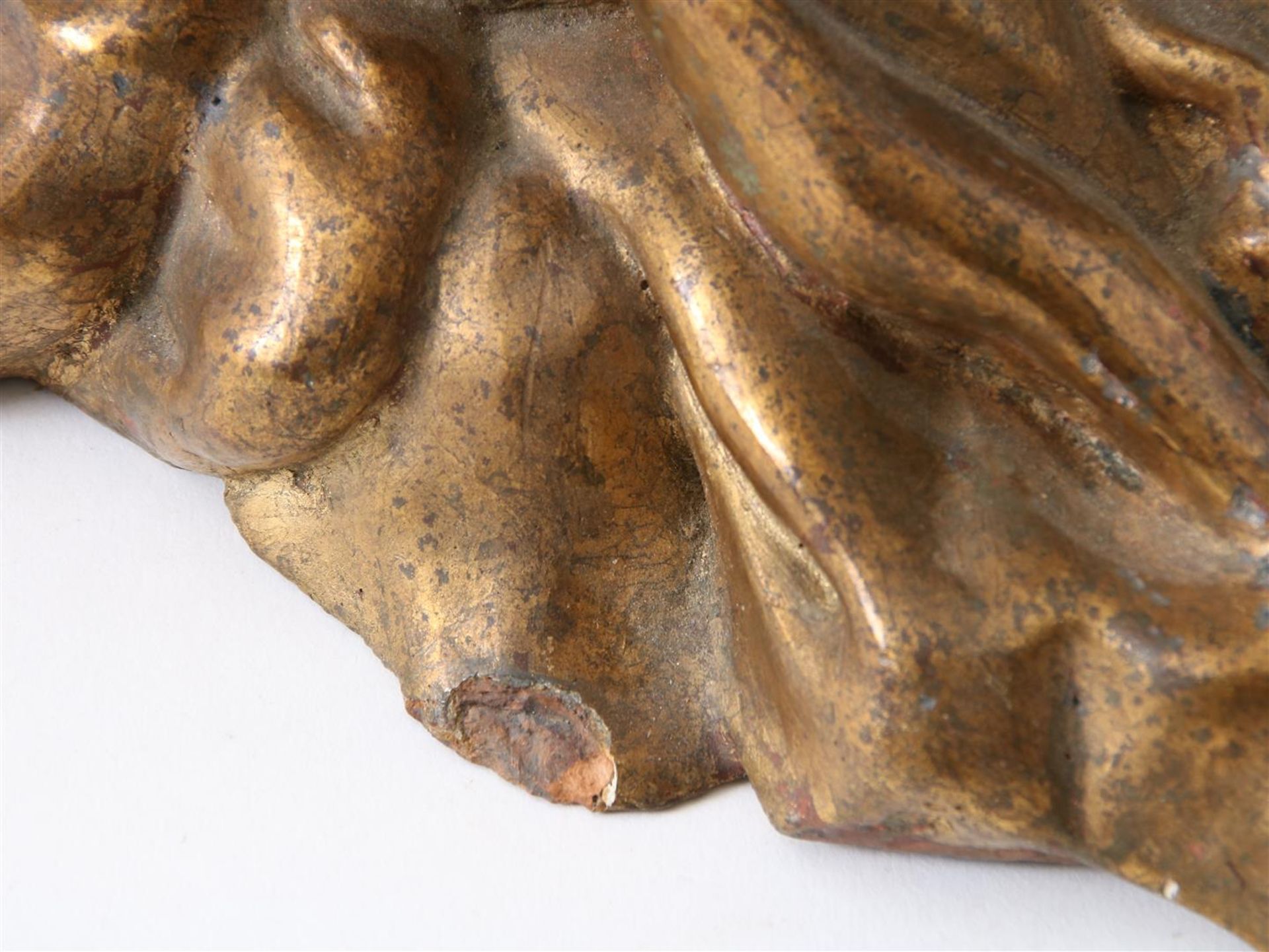 Partly gilded terracotta sculpture of kneeling Saint Francis of Paula (1416-1507) with beard and - Image 8 of 16