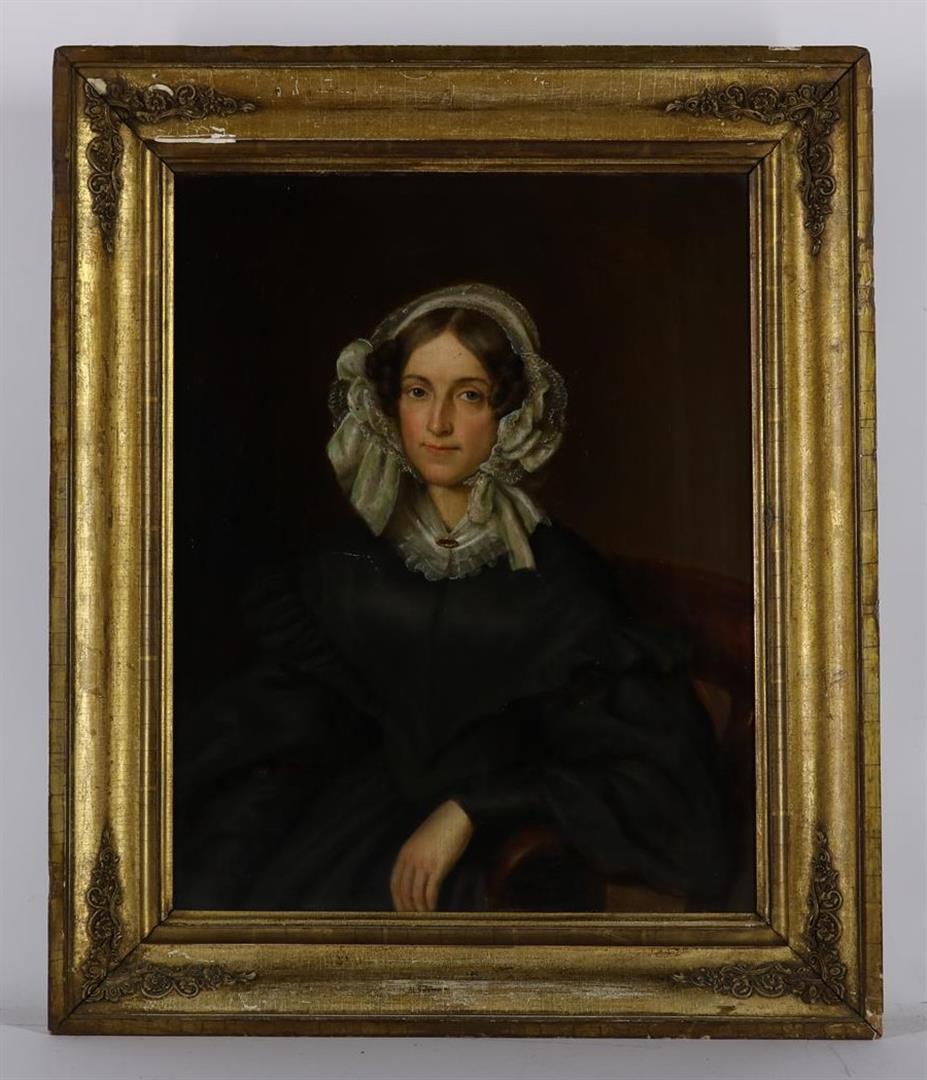 Jan Baptist van der Hulst (1790-1862) Portrait of a wealthy young lady, signed and dated 1839, - Image 2 of 4