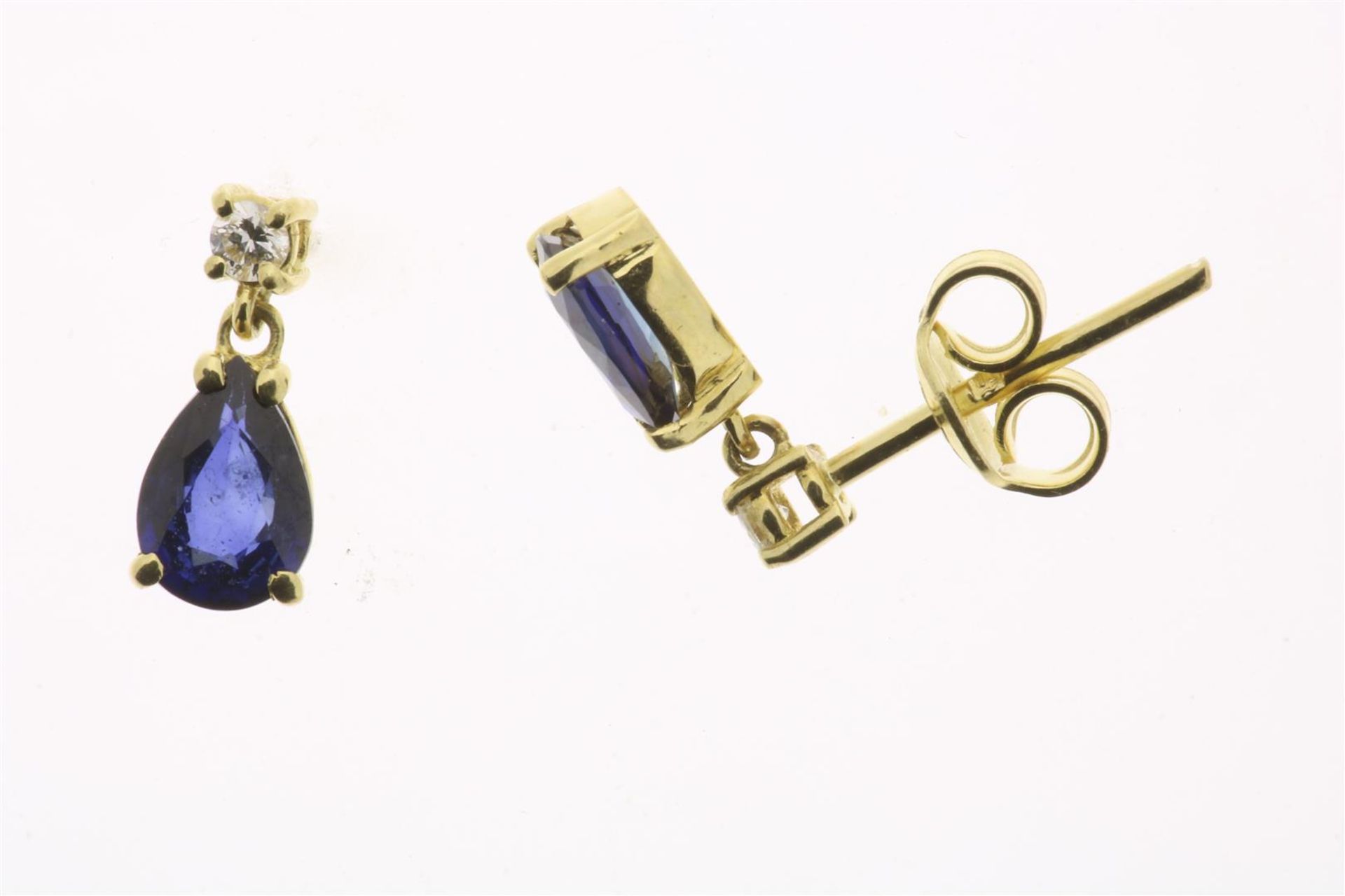 Yellow gold earrings with sapphire and diamond