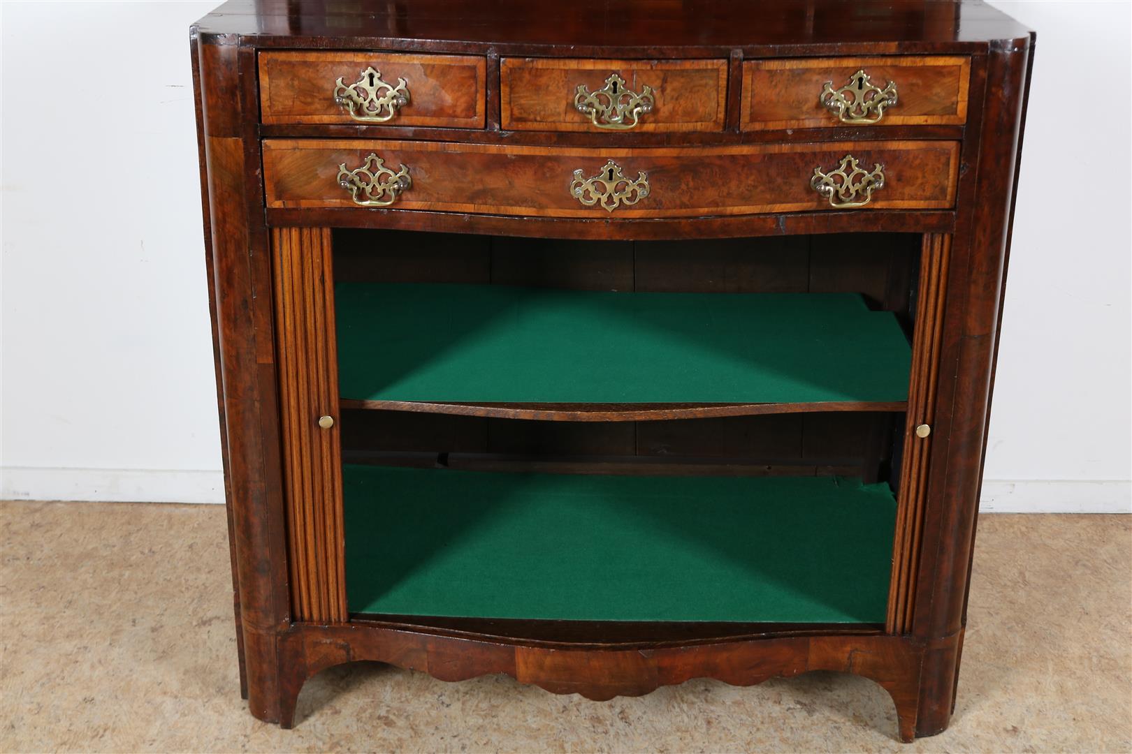 burr walnut Louis XVI folding buffet with upstand, 4 drawers and 2 2 louvre doors, ca. 1800, 94 x 98 - Image 7 of 7