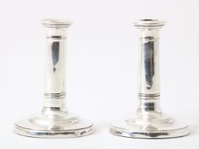 A pair of silver candlesticks, Birmingham, England, 1908