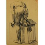 Flip Hamers (1909-1995) Study of naked man, signed lower right, charcoal on cardboard 71 x 51 cm.
