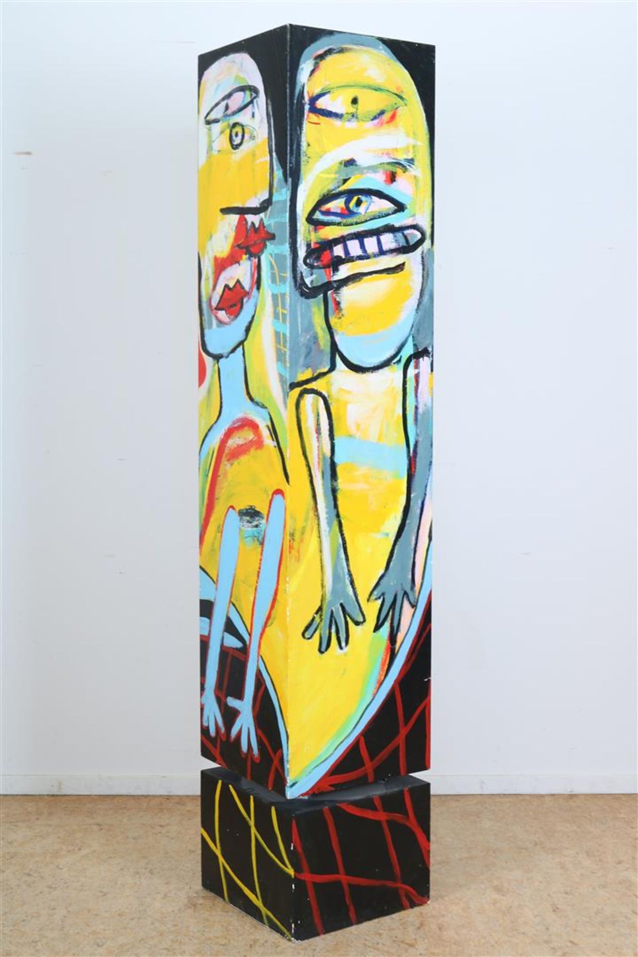 Henk Vierveijzer (1950-) 'Hands above the blankets' (pillar), signed in the center, 40 x 200 cm. - Image 2 of 4