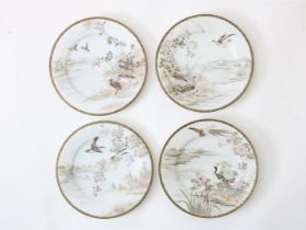 Set of 4 porcelain plates, Japan, Kutani