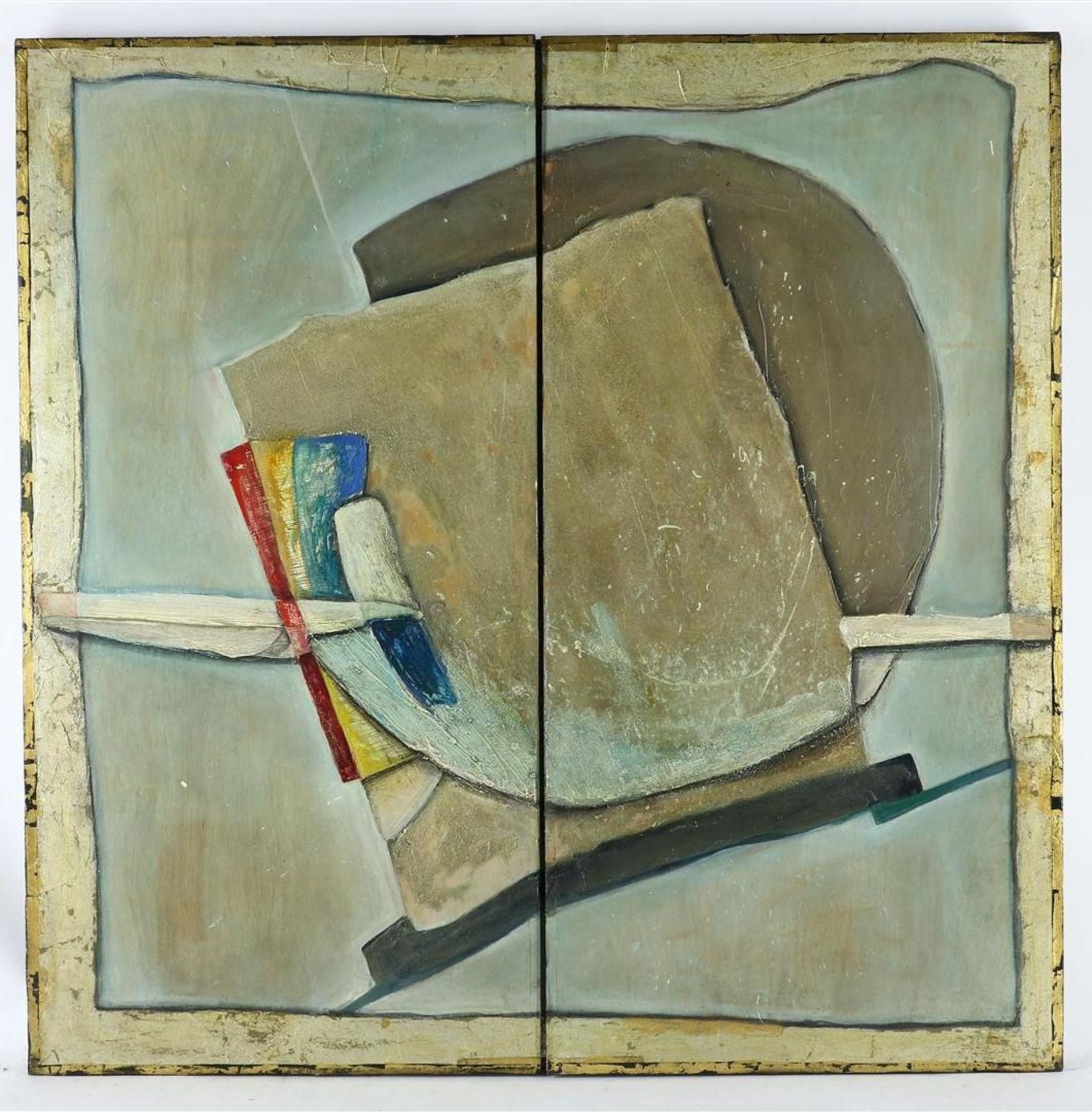 Leo Bos (1955-) Abstract, triptych, signed lower right and dated 1993, mixed media on panel, 123 x - Image 3 of 4