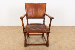 Wooden chair with leather upholstering, Artifort