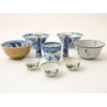 A lot of Chinese porcelain, 4 porcelain bowls, including 2 x farmers Ming and batavia wear, Qianlong