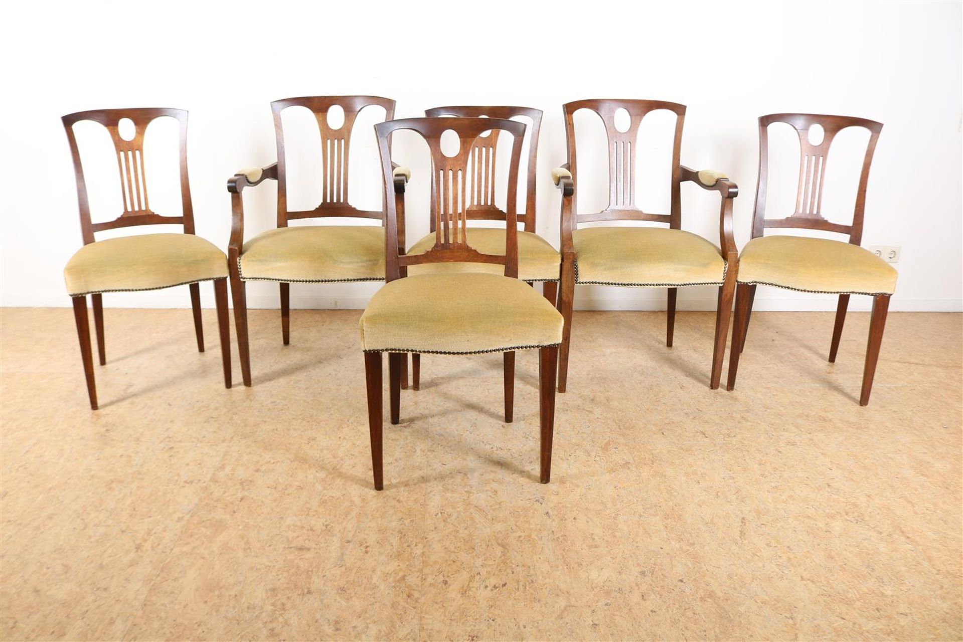 6 openwork wooden chairs