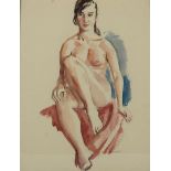 Flip Hamers (1909-1995) Naked lady, signed lower right, watercolor on paper 64 x 49 cm.