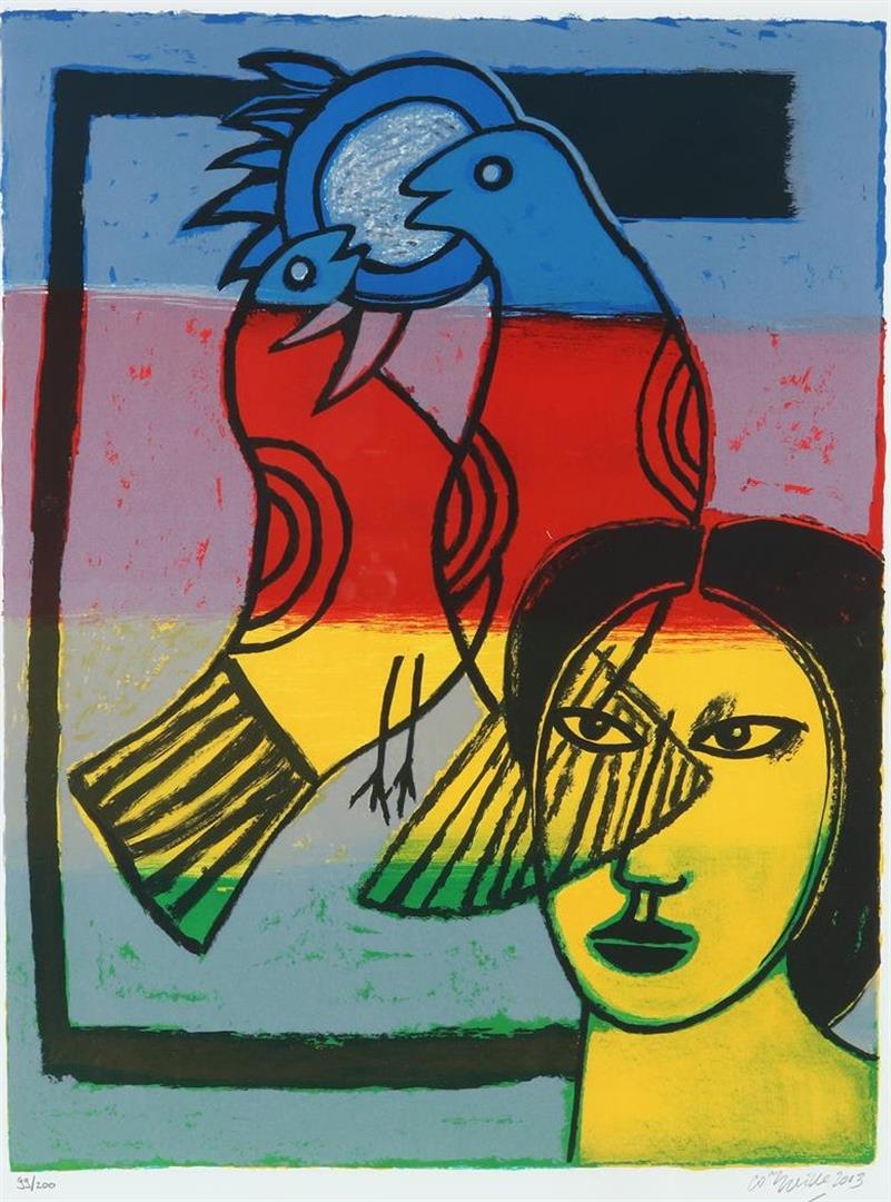 Corneille (Cornelis Guillaume van Beverloo) (1922-2010) Multicolored birds, signed lower right and