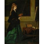 Dutch school early 20th century, young painter in an interior, signed lower right?, panel 25 x 20.