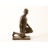 Richard Knecht (1887-1966) Kneeling boy, signed on base, bronze, 40 x 23 x 11 cm.