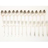 Silver place setting with 12 spoons and 12 forks, Helweg, Amsterdam