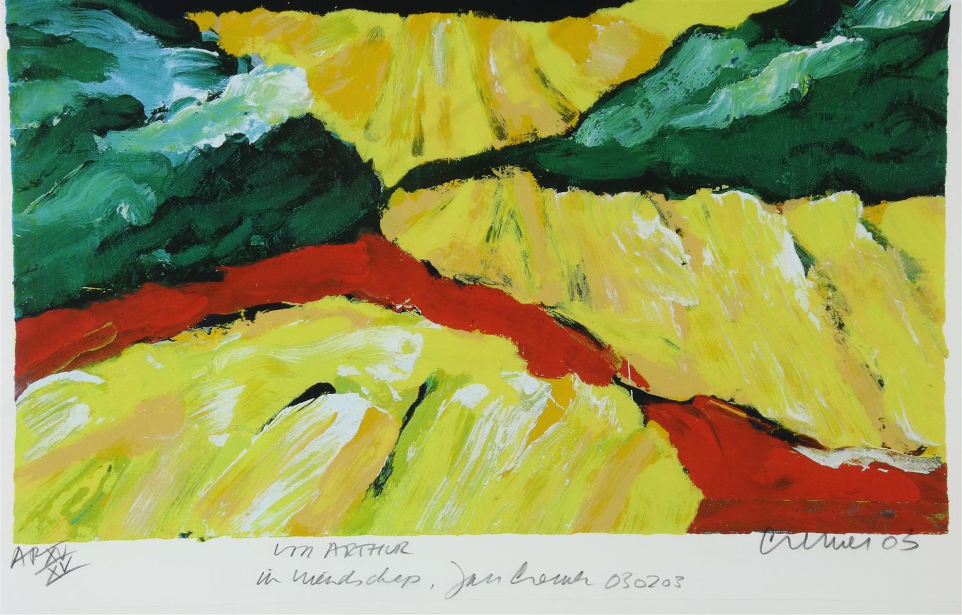 Jan Cremer (1940-) Landscape, signed lower right and dated '03, screen print, artist proof XV/XV, 55 - Image 3 of 5
