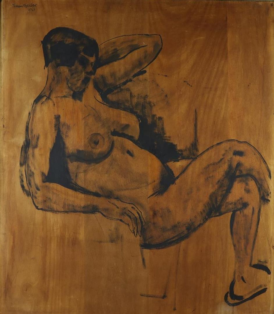 Toon Kelder (1894-1973) Seated nude, signed and dated upper left "'26", board. Origin: Royal Art - Image 2 of 4