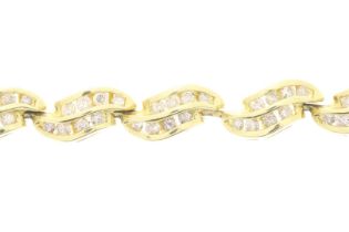 Yellow gold bracelet with diamonds, brilliant cut