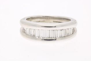 White gold ring with diamonds, baguette cut