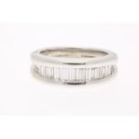 White gold ring with diamonds, baguette cut