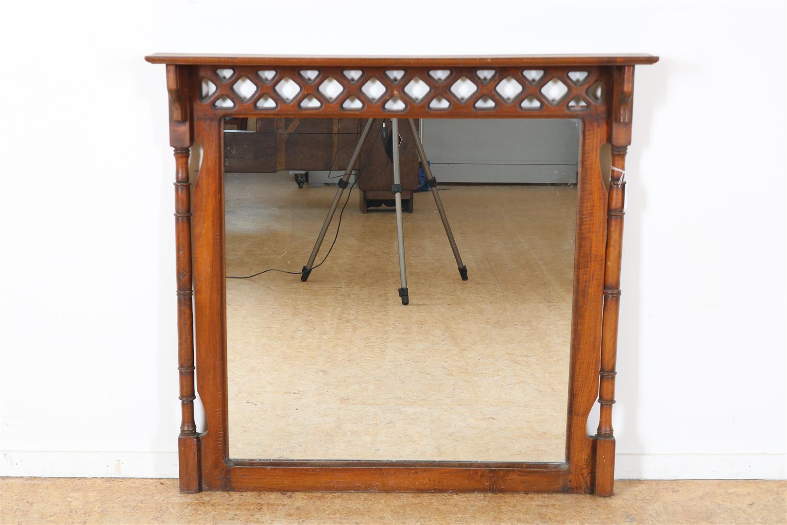 Mirror in carved teak frame, Indonesia, 92 x 97 cm.