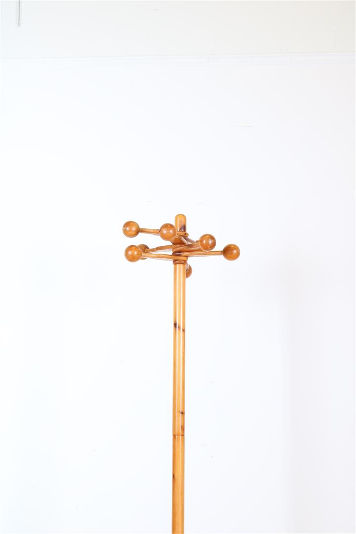 Pine vintage standing coat rack with adjustable arms and spheres, Sweden 1970s, in the style of - Image 2 of 3